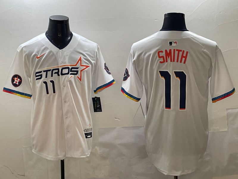 Men Houston Astros #11 Smith White Fourth generation Joint Name 2025 Nike MLB Jersey style 2